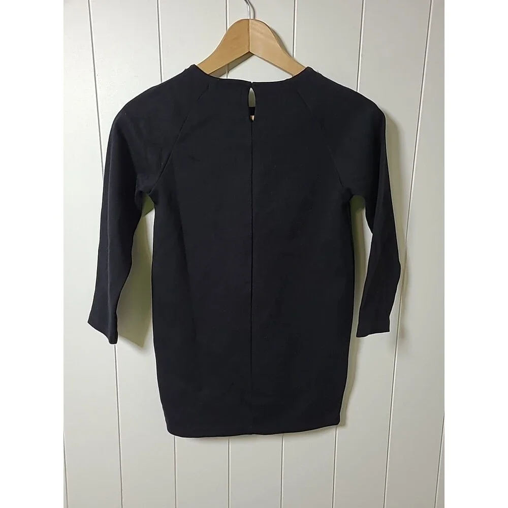Zara Embroidered Dress Girls Size 8 Floral Black Long Sleeve Knit